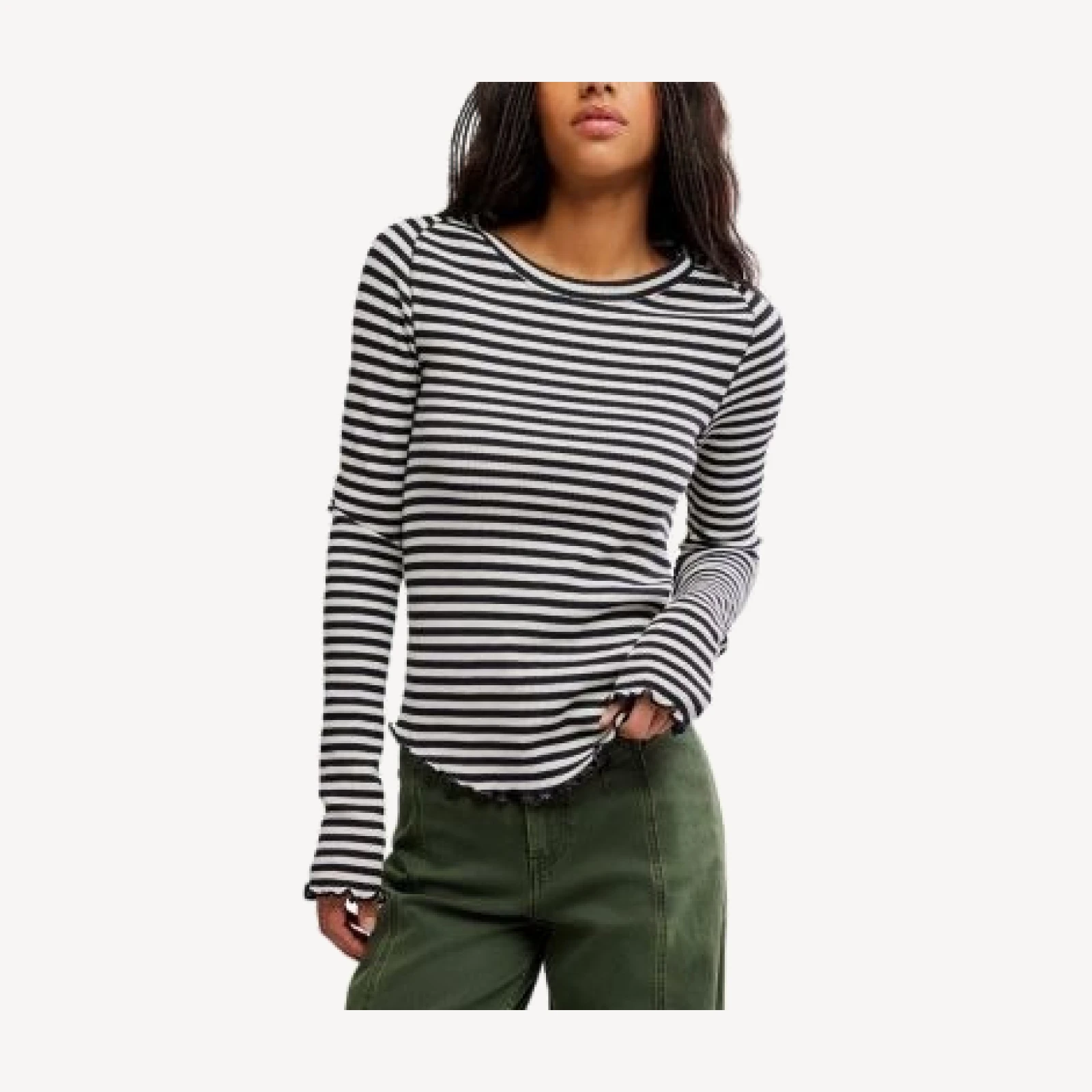 Free People Easy Does It Striped Crewneck Tee