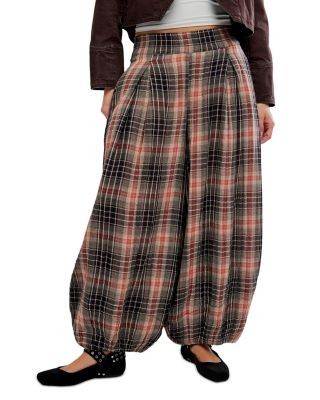 Free People Moonflower Plaid Cotton Ballon Leg Pants
