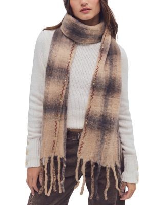 Free People Highland Plaid Skinny Scarf