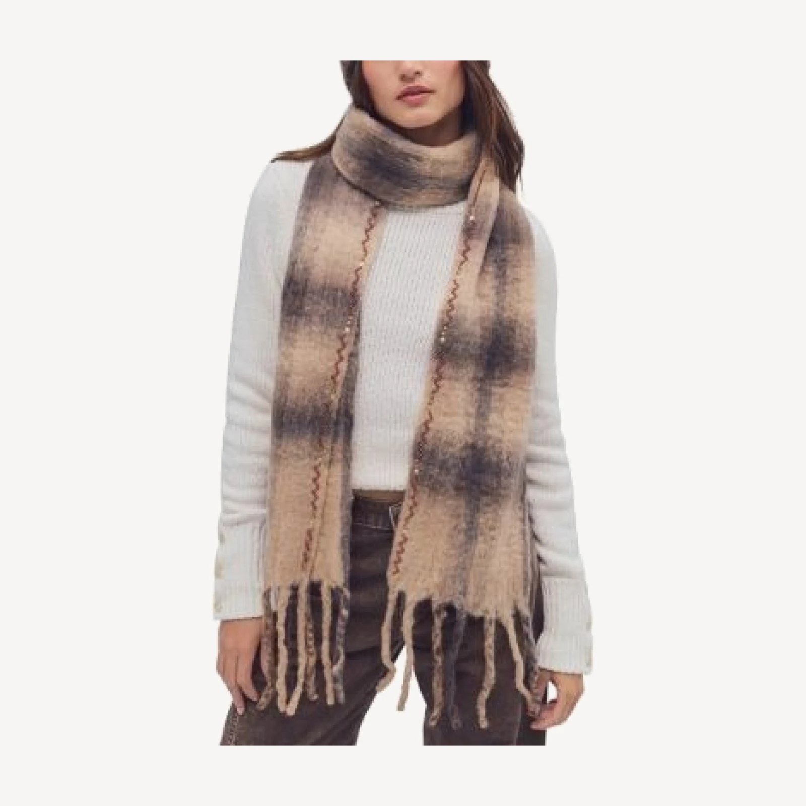 Free People Highland Plaid Skinny Scarf