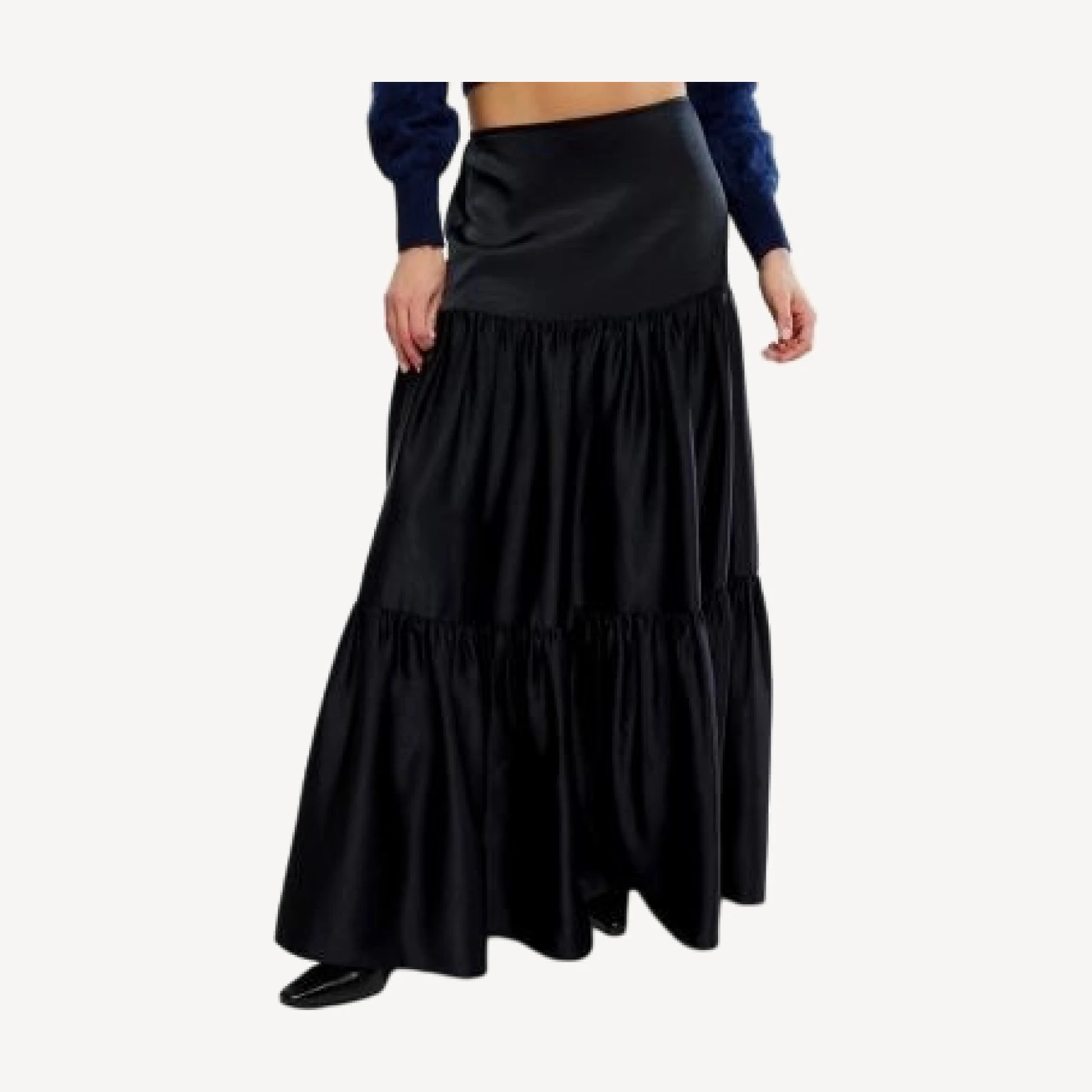 Free People Juliette Tiered Satin Maxi Skirt