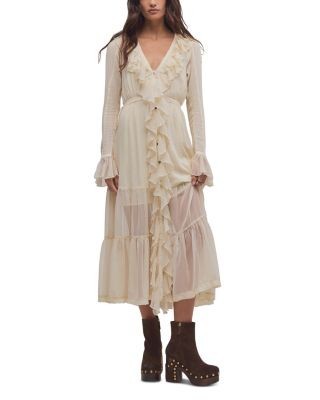 Free People Isla Ruffle Front Midi Dress