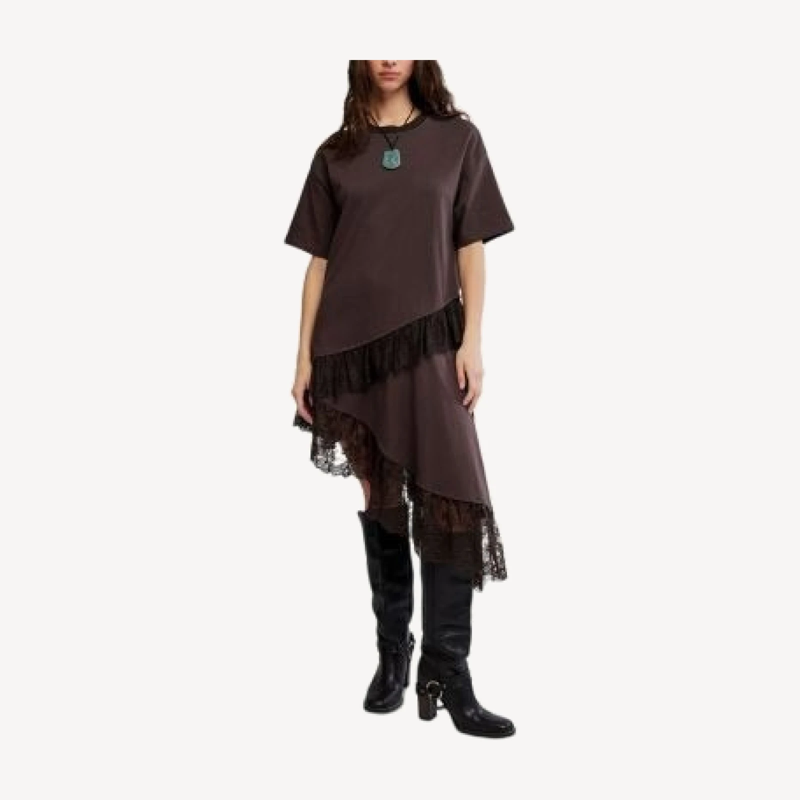 Free People Frosted Lace Layered Tee