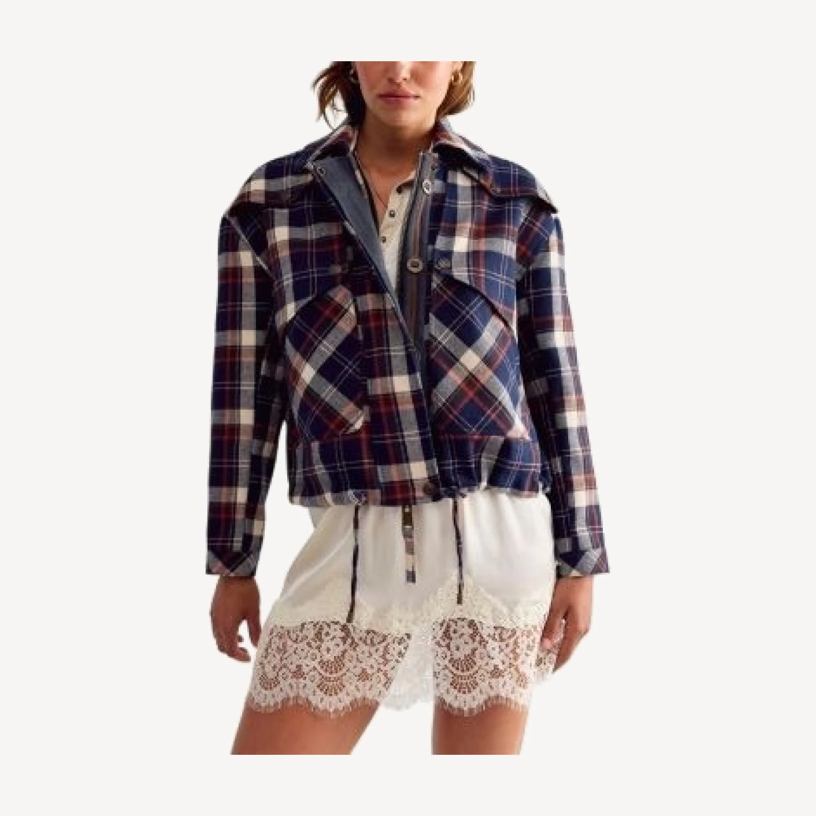 Free People Morant Bay Plaid Zip Front Jacket