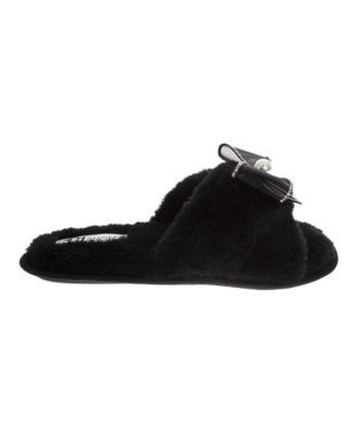 Badgley Mischka Women's Jeweled Faux Fur Slippers