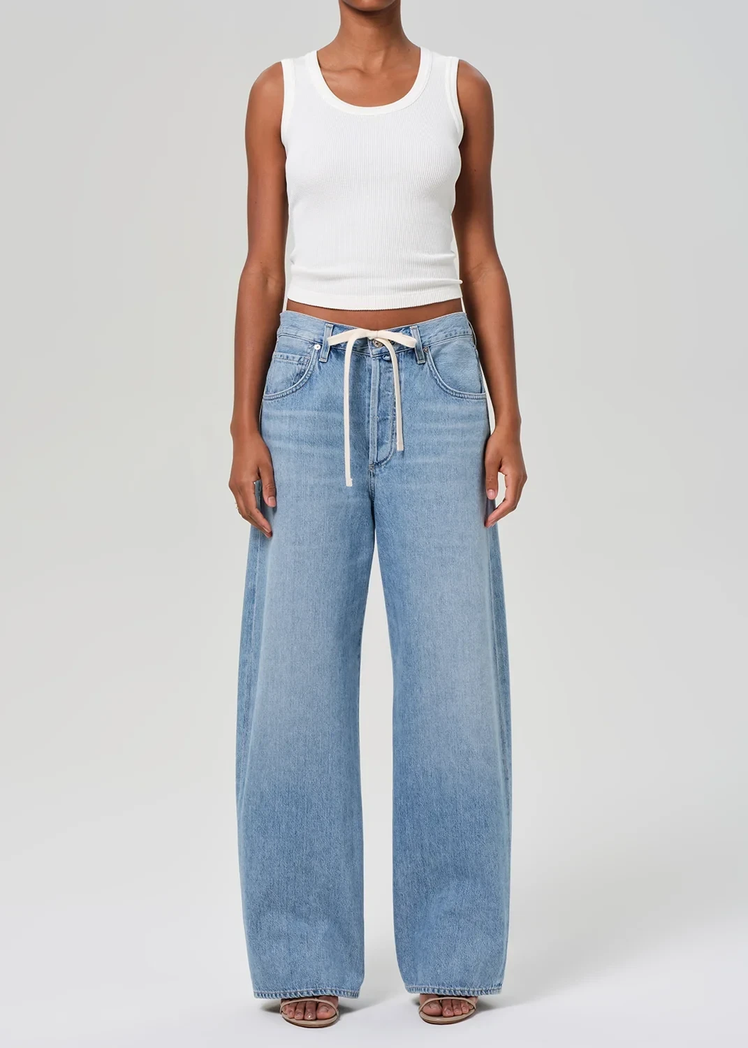 Petite Brynn Drawstring Trouser in Blue Lace