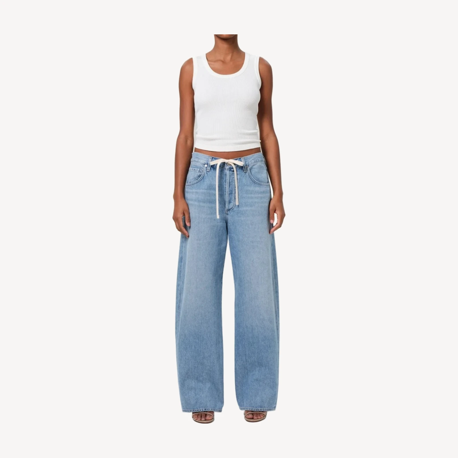 Petite Brynn Drawstring Trouser in Blue Lace