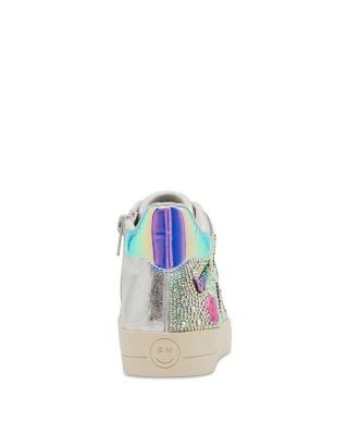 Steve Madden Girls' Delight High Top Rhinestone Sneakers Little Kid, Big Kid