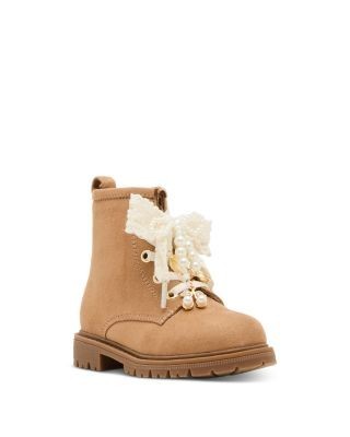 Steve Madden Girls' Luxelle Embellished Lace Up Boots Toddler, Little Kid