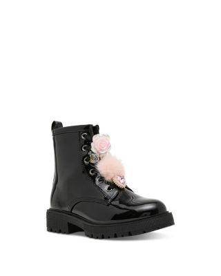 Steve Madden Girls' Jcharms Faux Patent Leather Boots Little Kid, Big Kid
