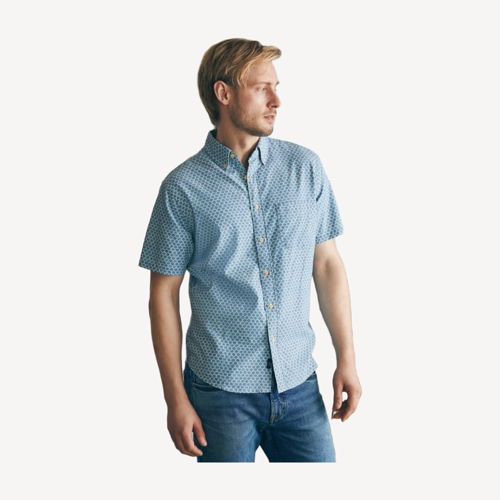 Short-Sleeve Stretch Playa Shirt (Tall) - Fish Scale Batik