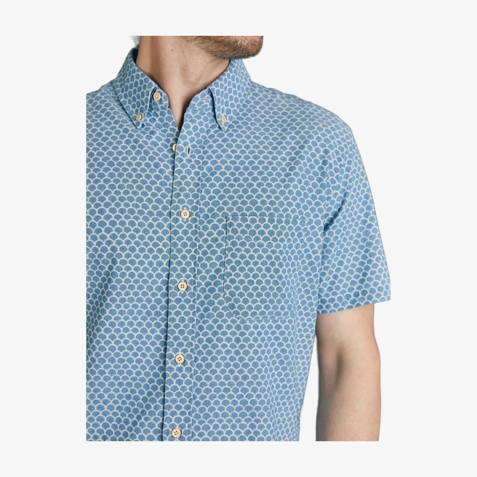 Short-Sleeve Stretch Playa Shirt (Tall) - Fish Scale Batik