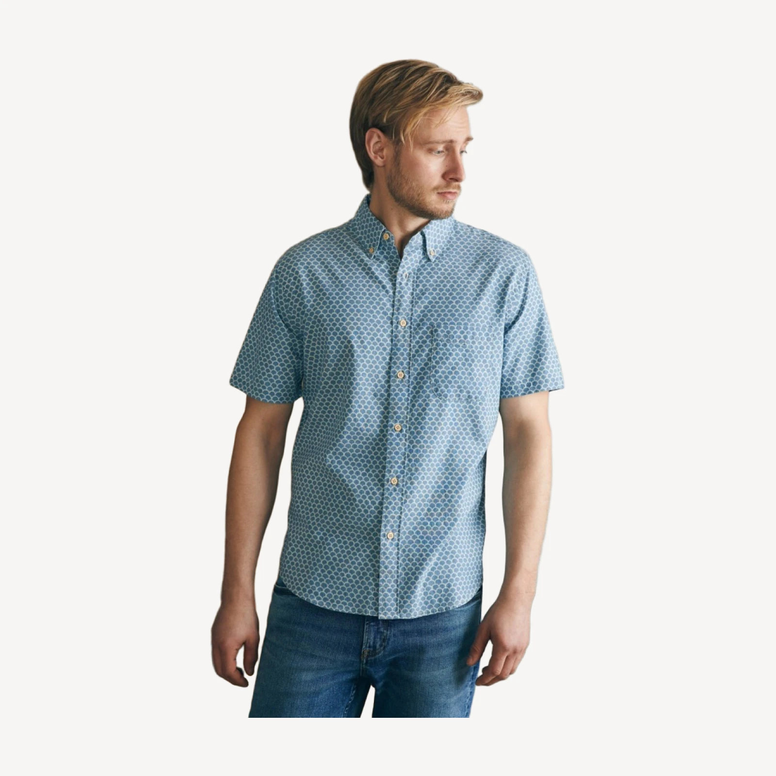 Short-Sleeve Stretch Playa Shirt (Tall) - Fish Scale Batik