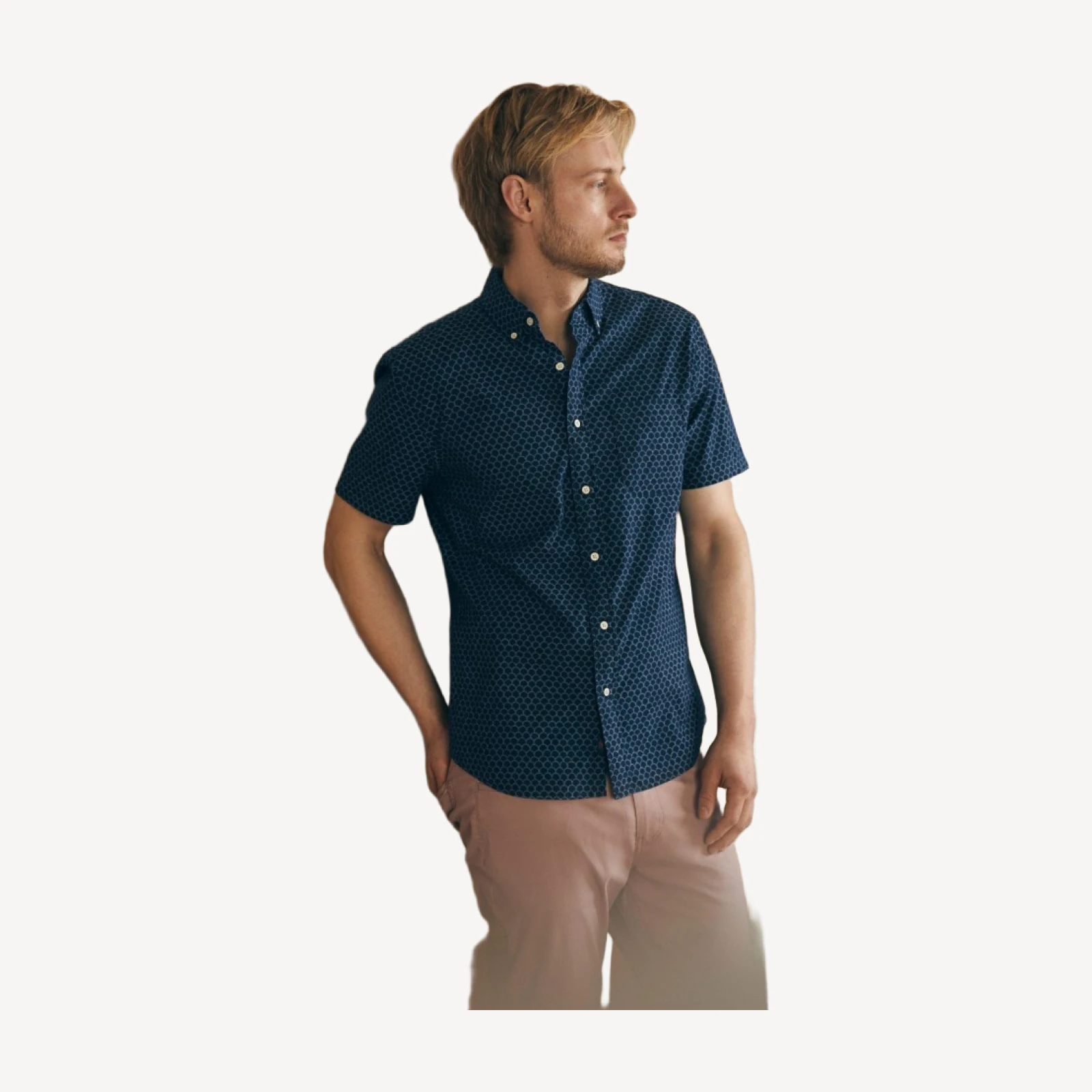 Short-Sleeve Stretch Playa Shirt (Tall) - Midnight Fish Scale