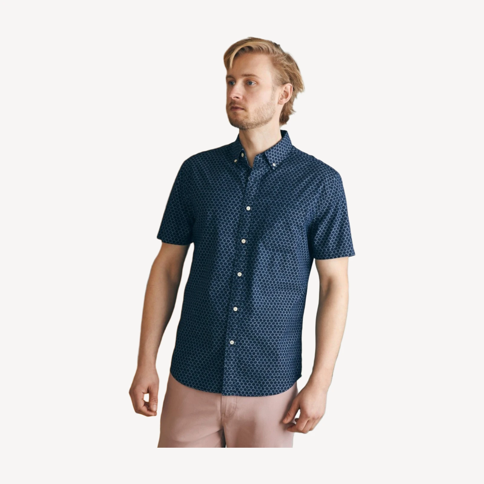 Short-Sleeve Stretch Playa Shirt (Tall) - Midnight Fish Scale