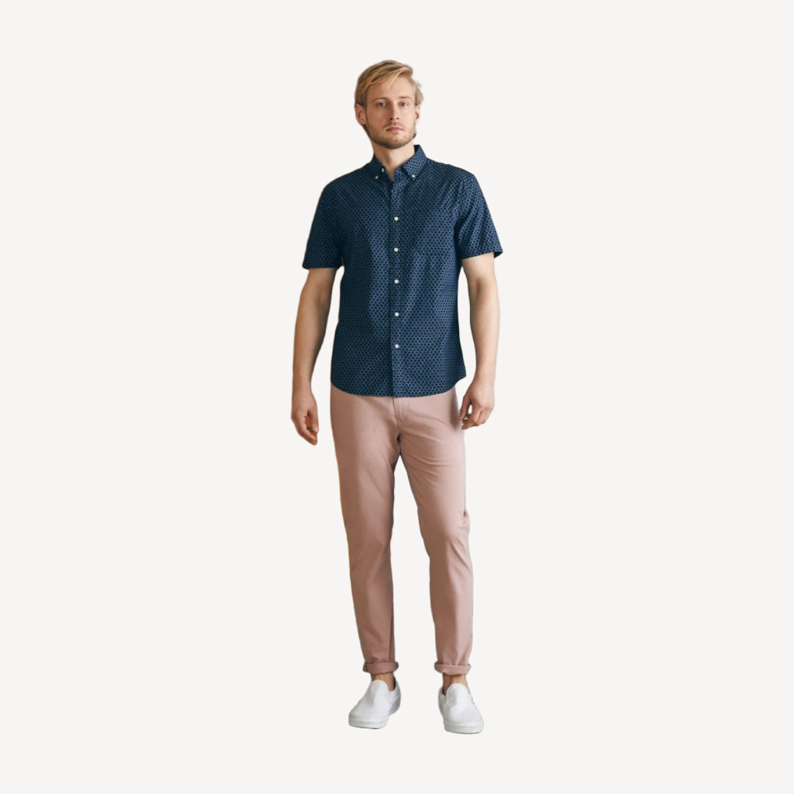 Short-Sleeve Stretch Playa Shirt (Tall) - Midnight Fish Scale
