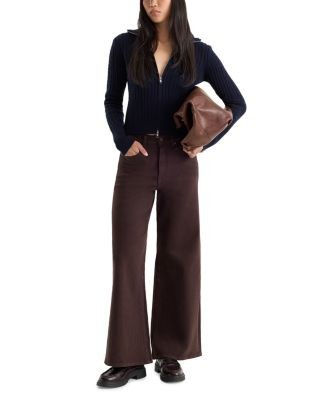 Good American Good Waist Palazzo Ankle Jeans in Espresso
