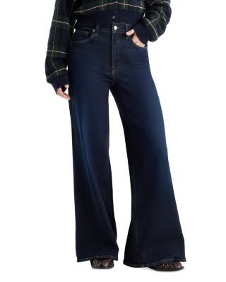 Good American Soft Tech Good Waist High Rise Palazzo Jeans in Indigo1308
