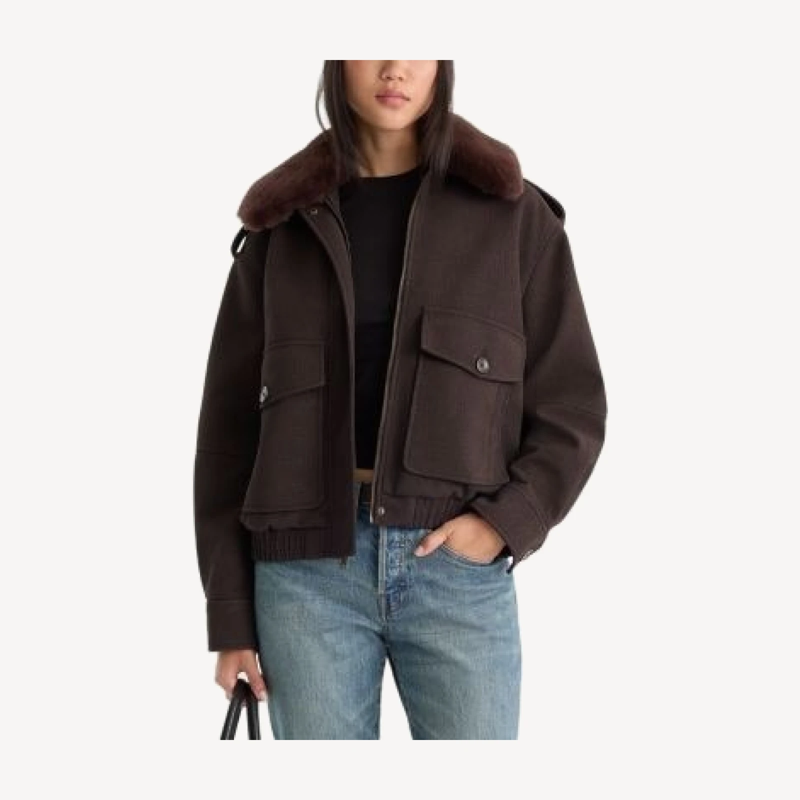 Good American The Better Than Leather Faux Leather Bomber Jacket
