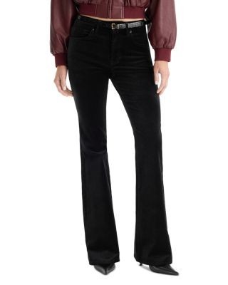 Good American Good Legs Velvet High Rise Flared Jeans in Black