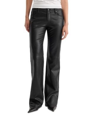 Good American Better Than Leather Faux Leather Low Rise Bootcut Jeans in Black