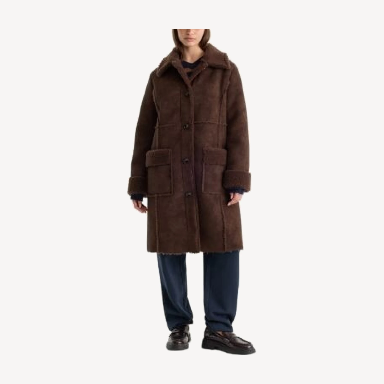 Good American The Faux Suede Long Coat