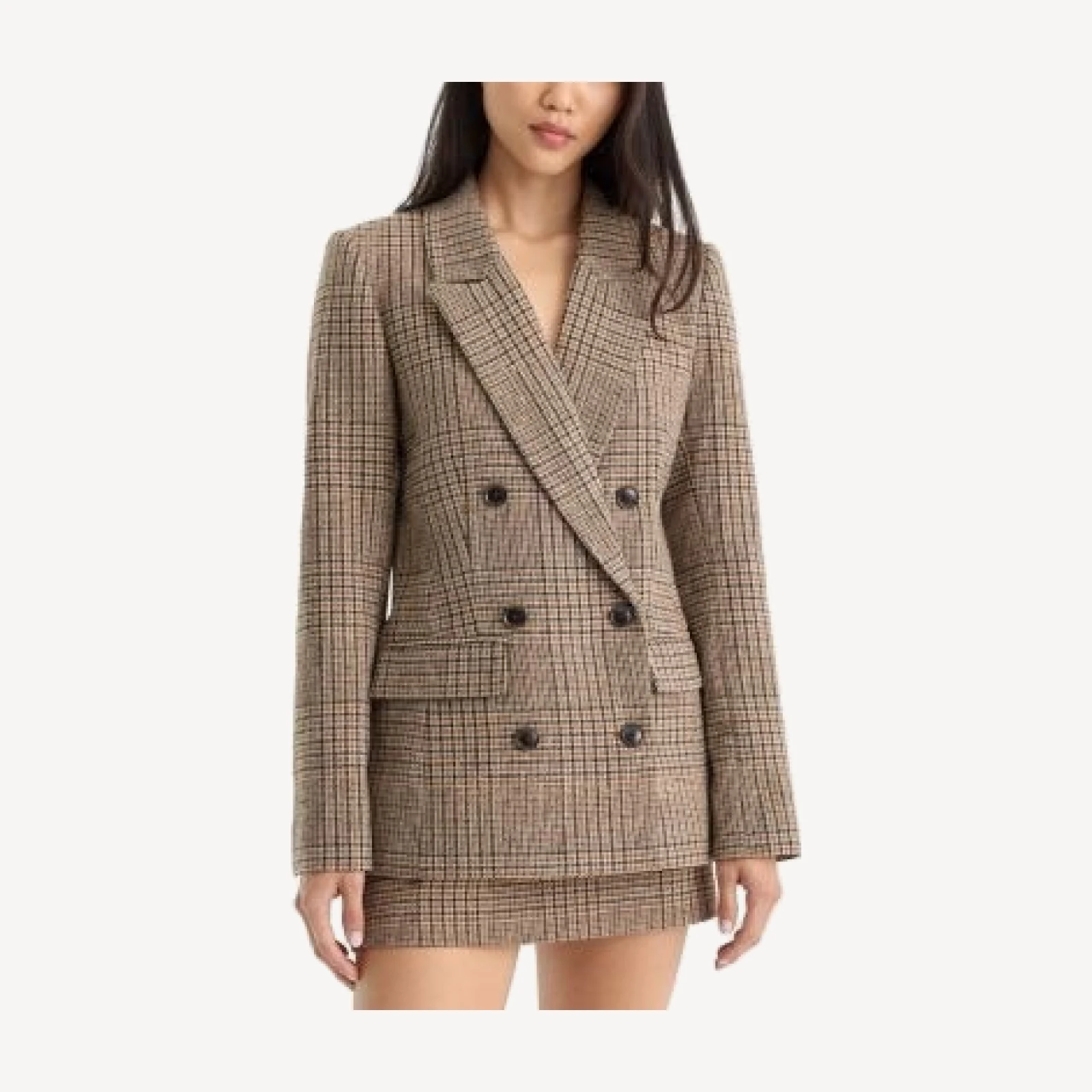 Good American The Double Breasted Plaid Blazer