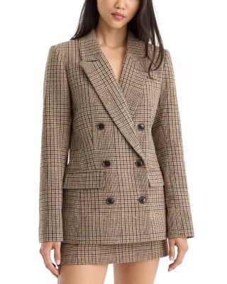 Good American The Double Breasted Plaid Blazer