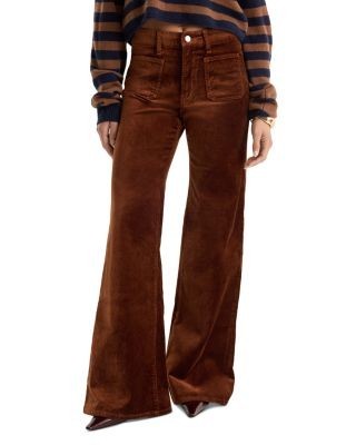 Good American Good Waist Velvet High Rise Palazzo Jeans in Bronze