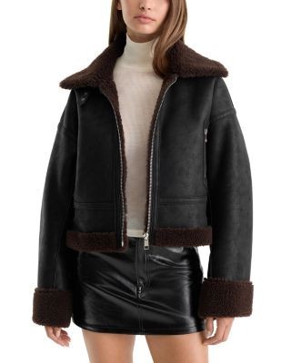Good American The Faux Shearling Aviator Jacket