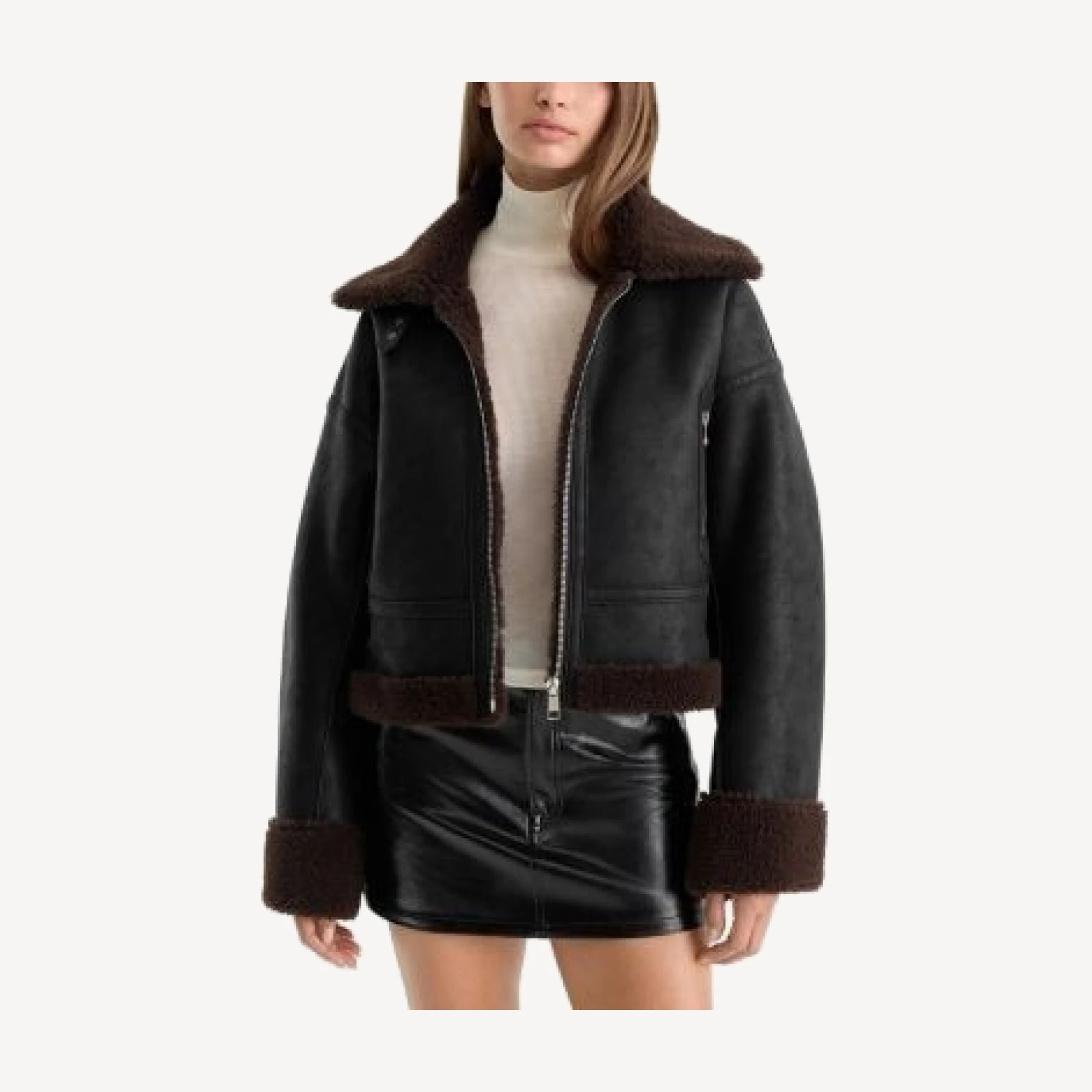 Good American The Faux Shearling Aviator Jacket