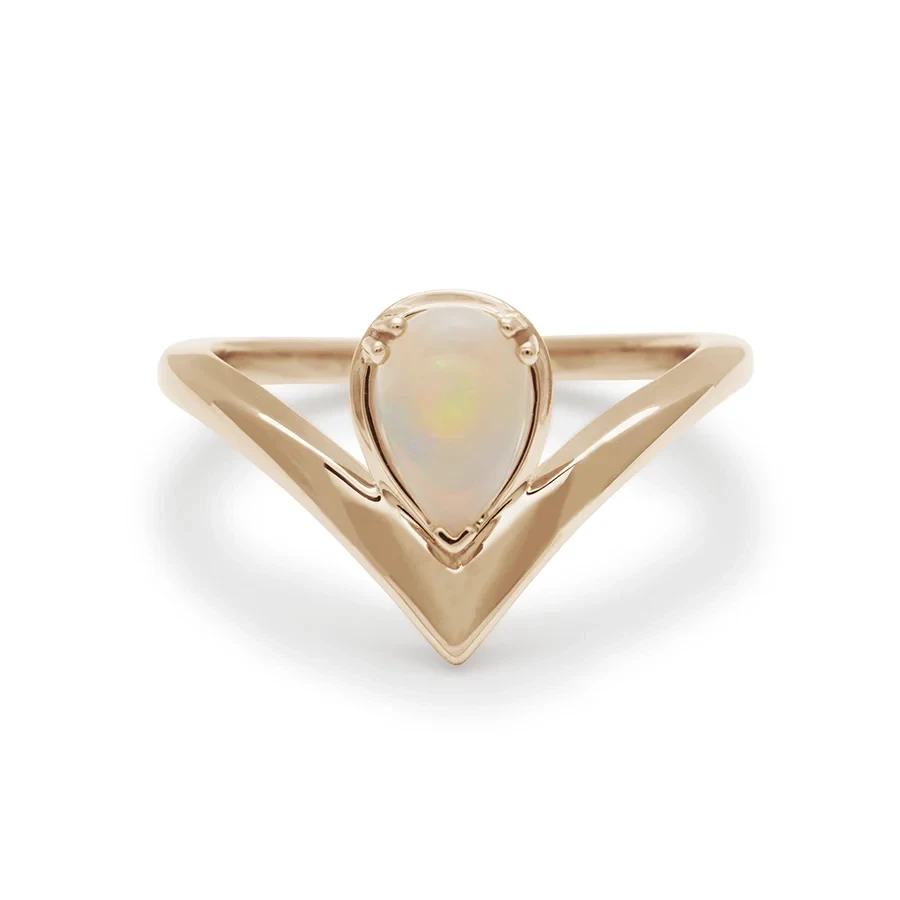 Celestine Orbit Ring - 14k Gold & Opal