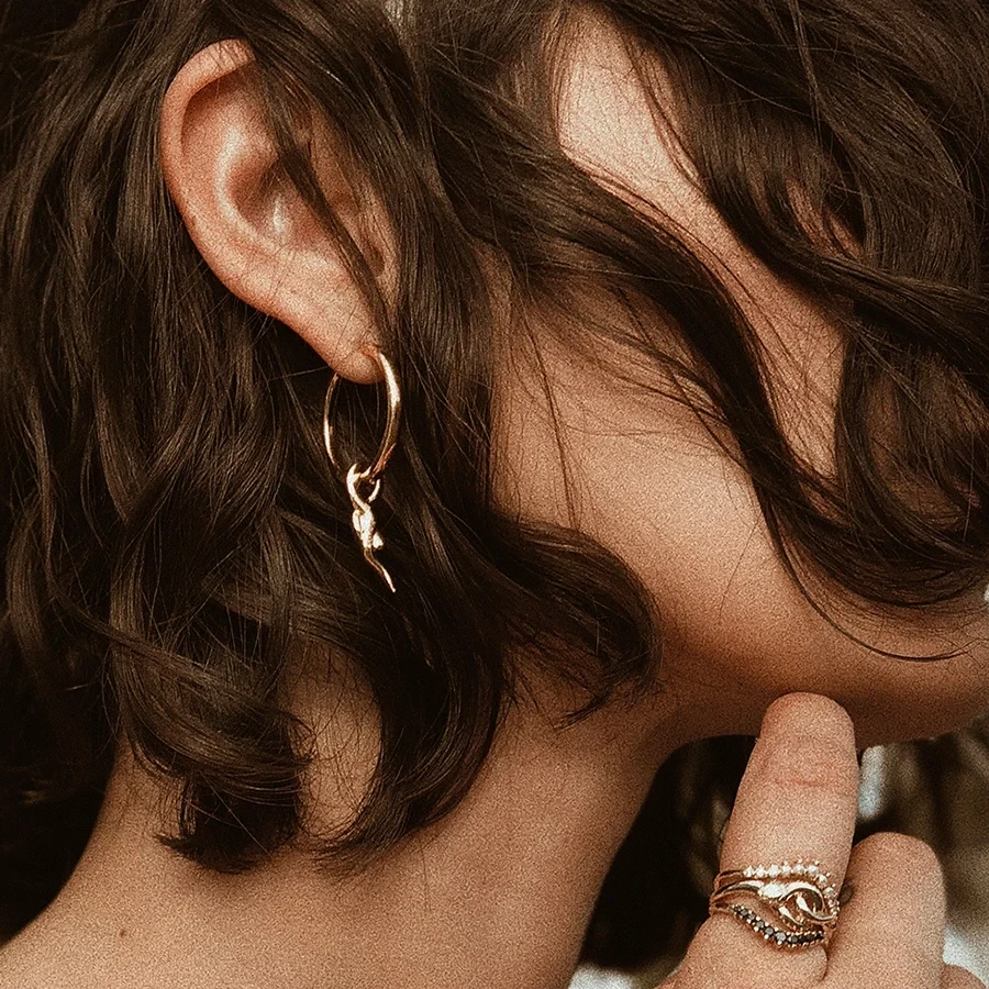 Coiled Serpent Hoop Earring - Yellow Gold