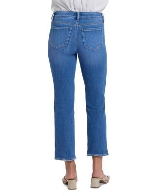 Nydj Marilyn Blanket Stitching High Rise Straight Ankle Jeans in Blue Paradise