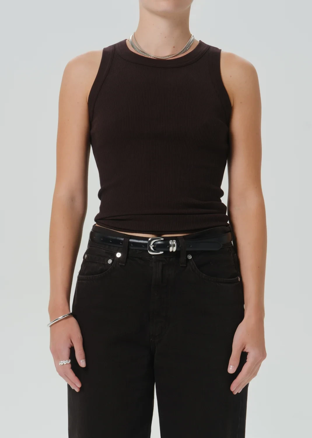 Isabel Rib Tank in Chocolate