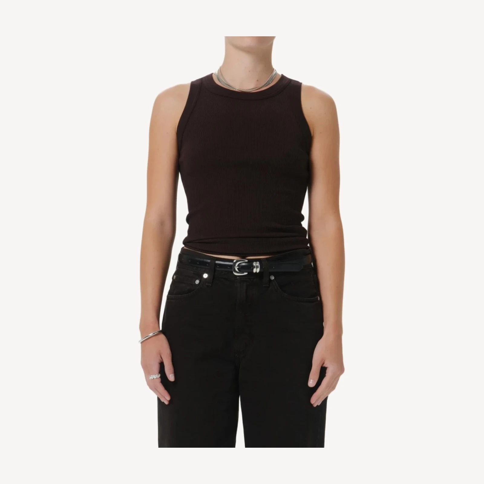 Isabel Rib Tank in Chocolate
