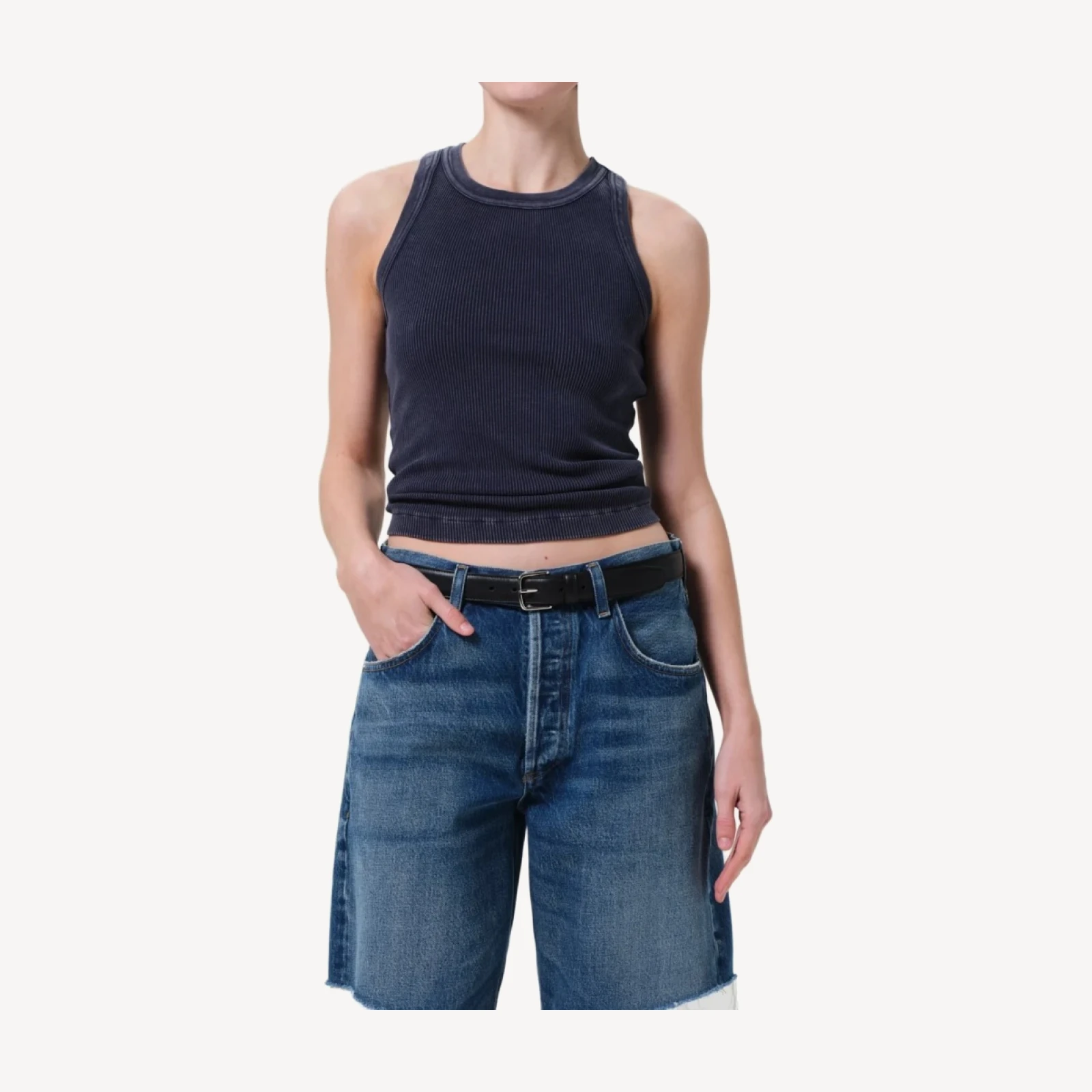 Isabel Rib Tank in Mineral Navy