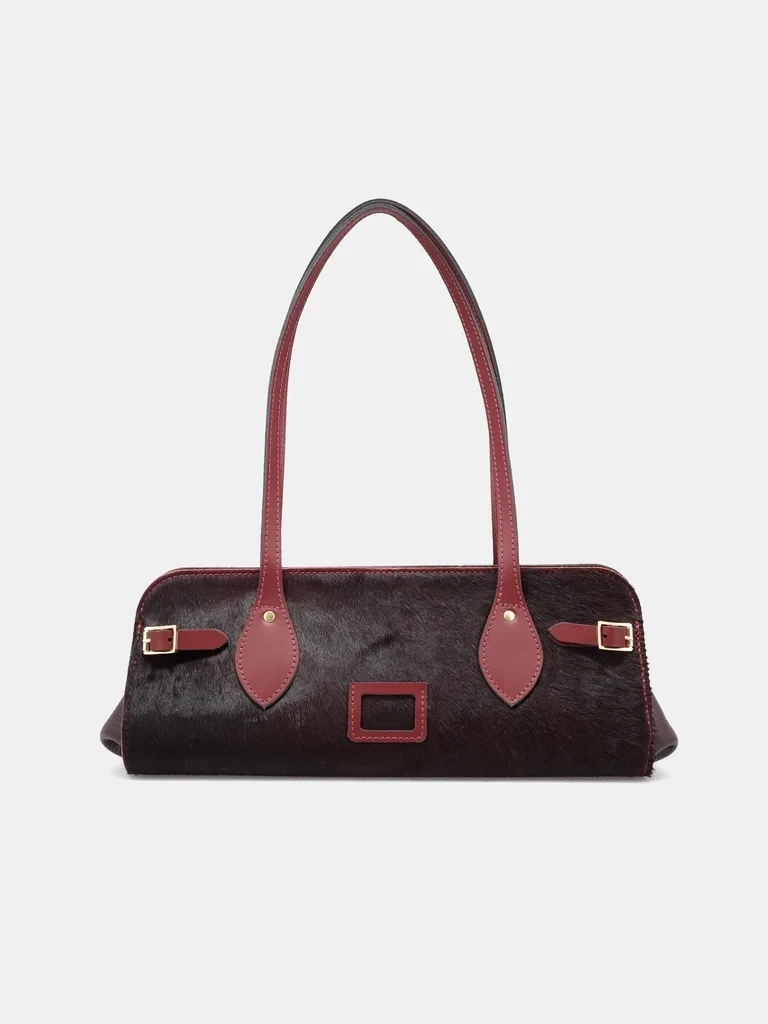 East West Shoulder Bag - Oxblood Hair-on-Hide
