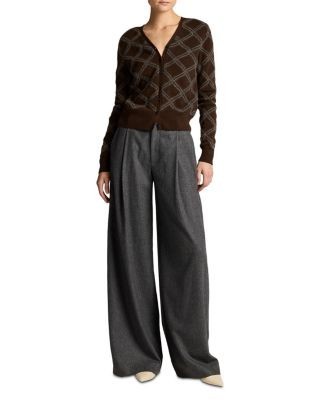Vince Cashmere Diamond Plaid Long Sleeve Cardigan
