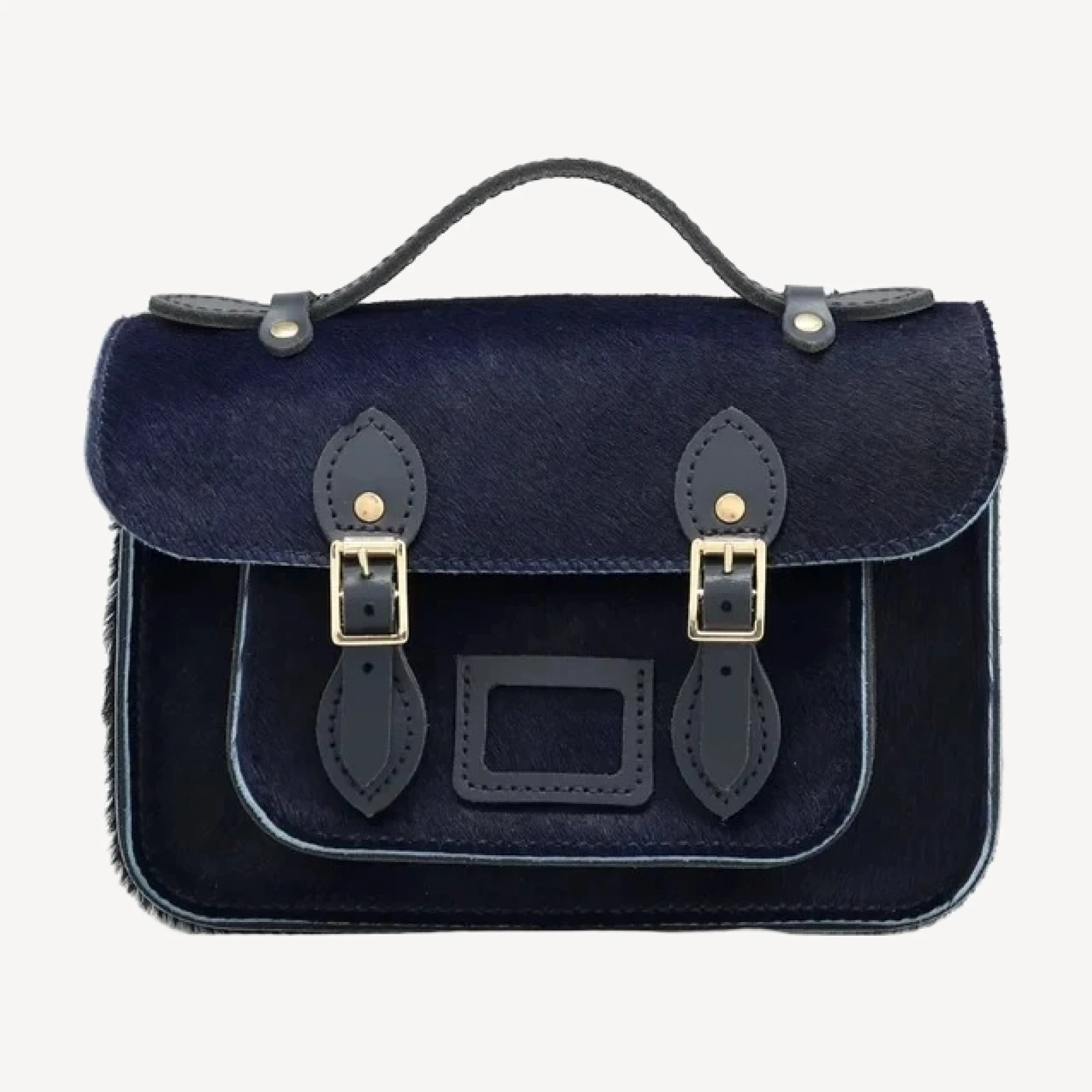 Mini Satchel - Navy hair-on-hide