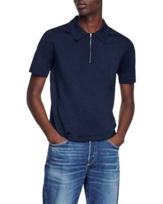 Sandro Knitted Polo Shirt with Zip Collar