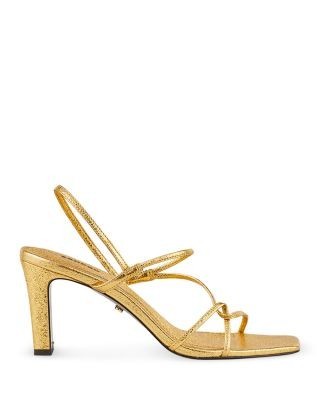 Sandro Women's Faye Metallic Square Toe Strappy Slingback Sandals