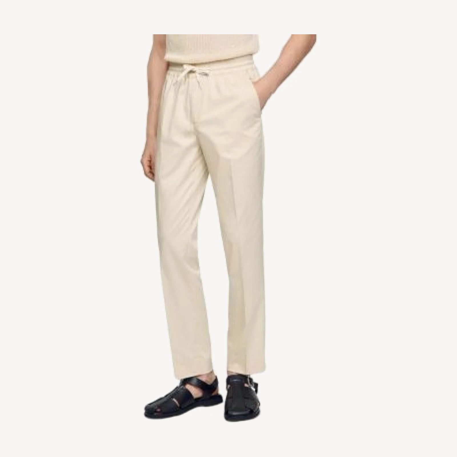 Sandro Alpha Cotton Blend Straight Leg Drawstring Pants