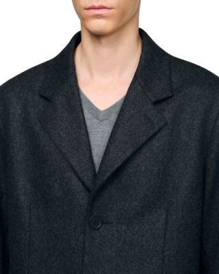 Sandro New Heather Wool Blend Broadcloth Coat