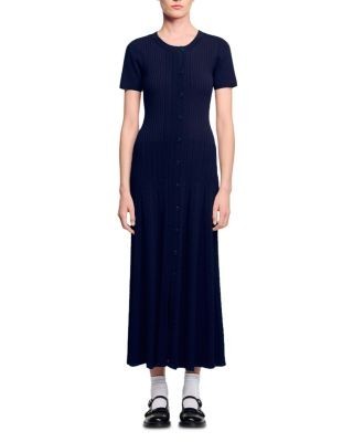 Sandro Short Sleeve Knit Maxi Dress