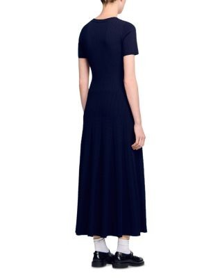 Sandro Short Sleeve Knit Maxi Dress