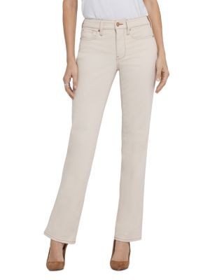 Nydj Marilyn Cotton Blend High Rise Straight Jeans in Light Oatmeal