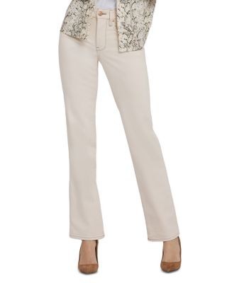 Nydj Marilyn Cotton Blend High Rise Straight Jeans in Light Oatmeal