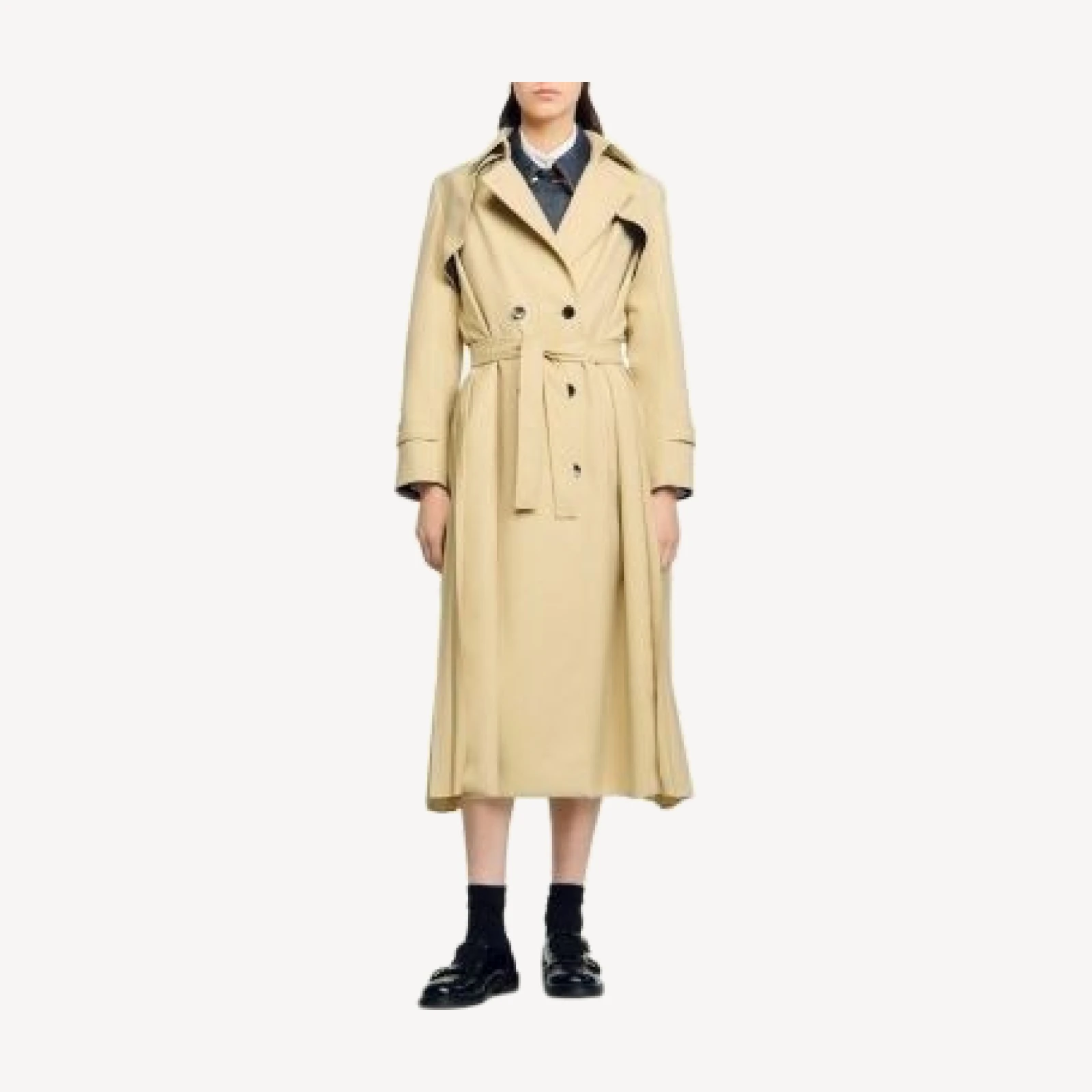 Sandro Belted Double Breasted Trench