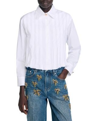 Sandro Pleated Cropped Shirt